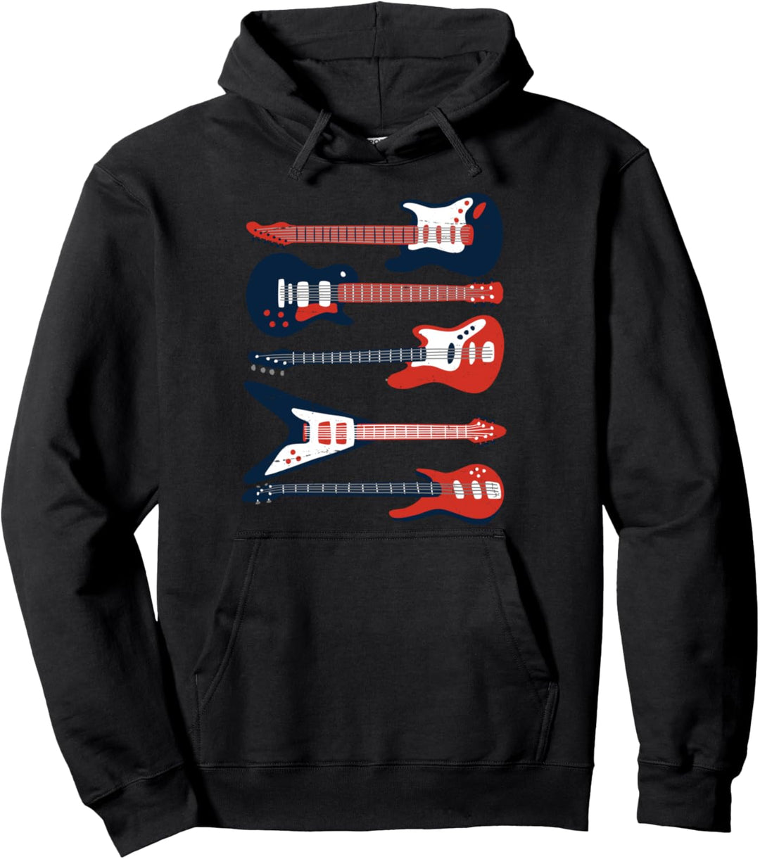 Guitar - Guitars Retro Style - Vintage Music Band Guitarist Pullover Hoodie