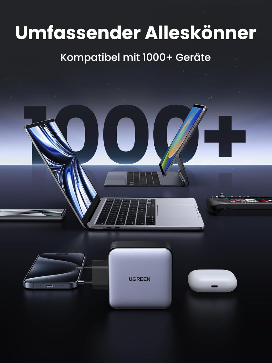 UGREEN Nexode USB C Ladegerät 100W 5-Port GaN Netzteil Mehrfach PD Charger Multiports unterstützt PP