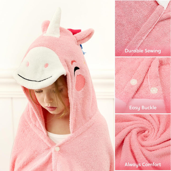 Joiedomi Unicorn 127 x 77 cm Kapuzenhandtuch für Kinder - Weiches Baumwoll-Badetuch -für Kinder von