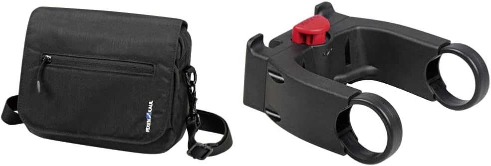 KLICKfix 0275PS SmartBag Touch Stuurtas, Black-Red, 1,8 Liter Bundle mit Lenkeradapter Ohne Schloss,