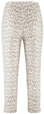 Stehmann Loli-602,Leoprint,Capri Stretchhose mit schmalem Bein, Sand-weiss