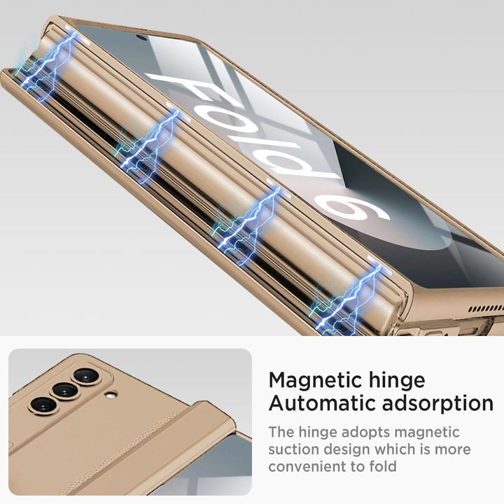 Miimall Kompatibel mit Samsung Galaxy Z Fold 6 Hülle mit Displayschutz+Magnetischer Scharnierschutz,