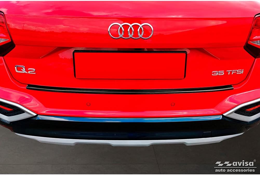 Avisa Schwarz Edelstahl Heckstossstangenschutz kompatibel mit Audi Q2 Facelift 2020-
