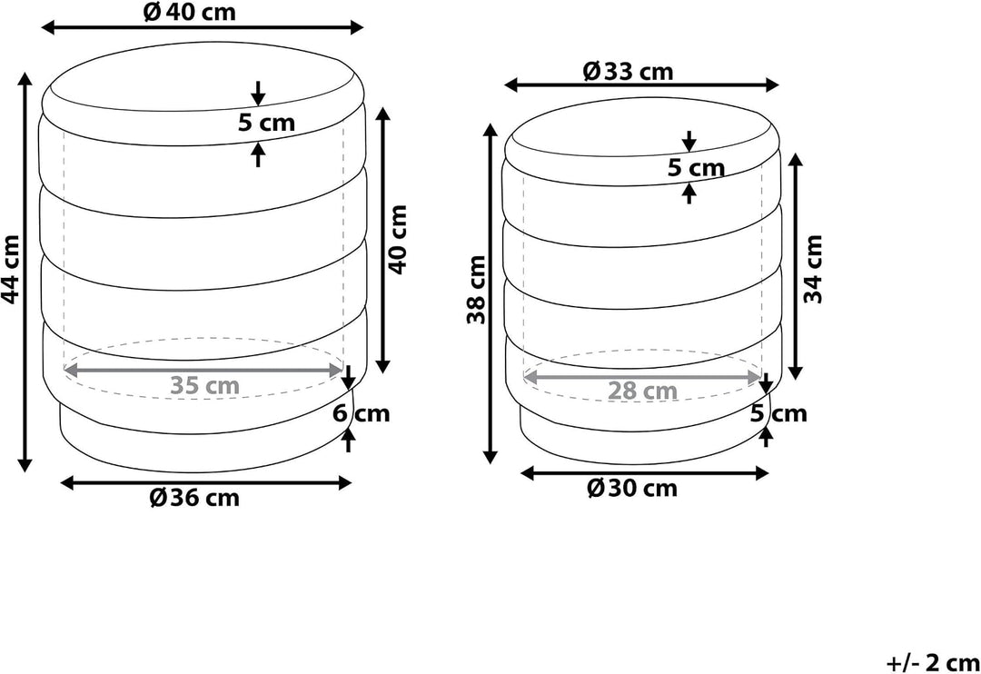 Beliani Runder Pouf im 2er Set aus Samt senfgelb Ottoman Sitzpouf Garland
