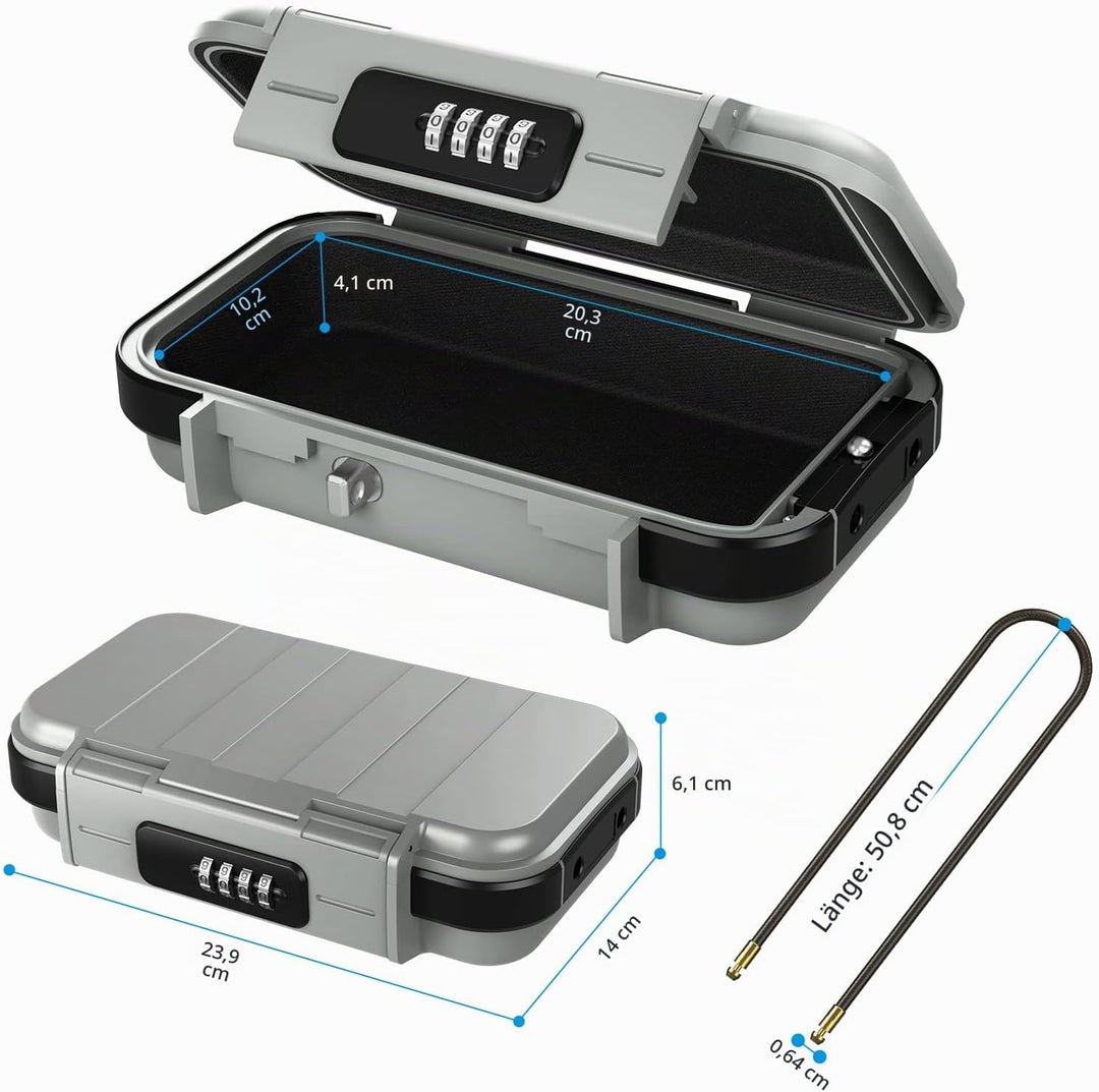 Brifit Tresor mit Zahlenschloss, Tragbare Sicherheitsbox Wasserdicht Anti-Diebstahl, Mini Safe Treso