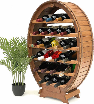 DanDiBo Weinregal Holz Stehend Weinfass 24 Flaschen Braun Flaschenregal Flaschenhalter
