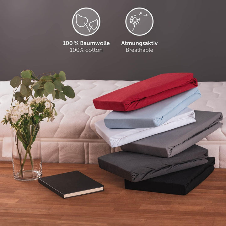 Blumtal® Premium Spannbettlaken 200x200cm 2er Set Jersey - Oeko-TEX zertifiziertes Bettlaken 200x200