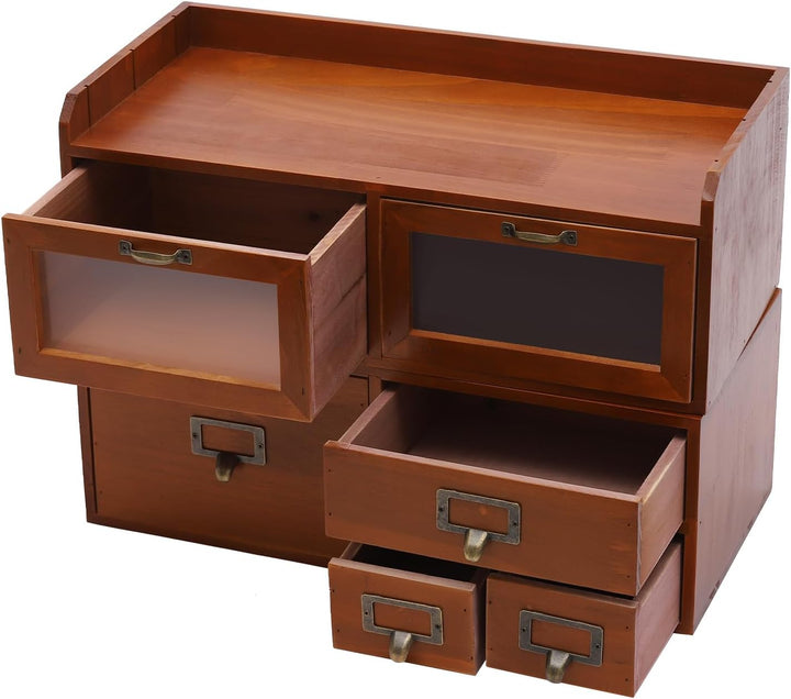 Mini Kommode mit 6 Schubladen, Vintage Schubladenbox Holz Apothekerschrank Organizer Desktop Storage