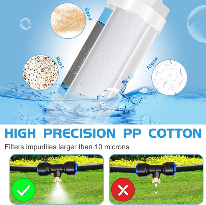 HydrogardenOutdoor Misting System Wasserfilter für 1/4 Zoll PE Rohre und Garten Tropfsysteme（2Wasser