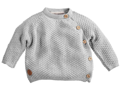 Bio Baby Jacke Schlüttli Strick 100% Bio-Baumwolle (KbA) GOTS zertifiziert, Hellgrau Melange, 74/80