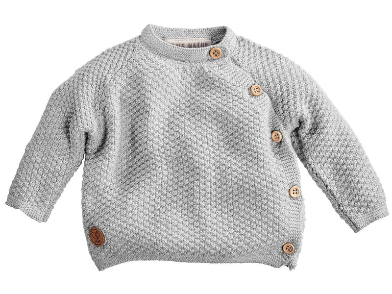 Bio Baby Jacke Schlüttli Strick 100% Bio-Baumwolle (KbA) GOTS zertifiziert, Hellgrau Melange, 74/80