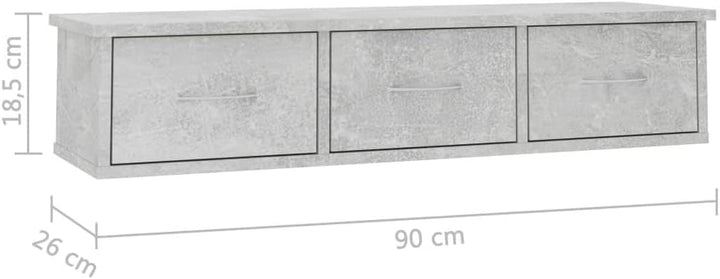 Tidyard TV Wandschrank Wandregal mit Schublade Hängeschrank TV Möbel Holzwerkstoff Betongrau 88x26x1