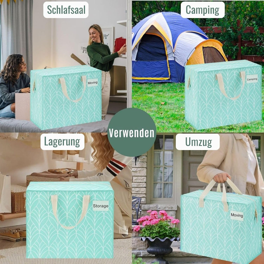 VENO 4 Stück Aufbewahrungstasche mit starke Griffe und Reissverschlüssen für Umzug, Camping, Kleider