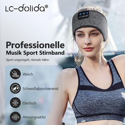 LC-dolida Schlafkopfhörer Bluetooth 5.4, Schlaf Stirnband Kopfhörer Headband Schlafmaske, Sportskopf