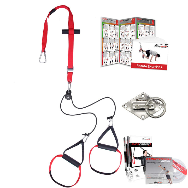 Sling Trainer mit Umlenkrolle inkl. 2X Schlingentrainer DVD, Türanker, Poster, (Rotate Paket mit Hal