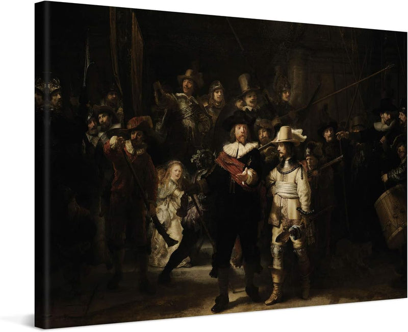 PICANOVA – Rembrandt – The Night Watch 60x40cm – Bild auf Leinwand – Premium Kunstdruck Auf 2cm Holz