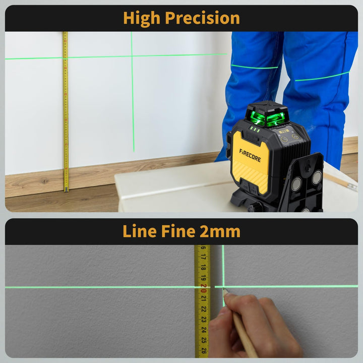 Firecore Kreuzlinienlaser mit Stativ, selbstnivellierend, wiederaufladbar, für Bauarbeiten und Bilde