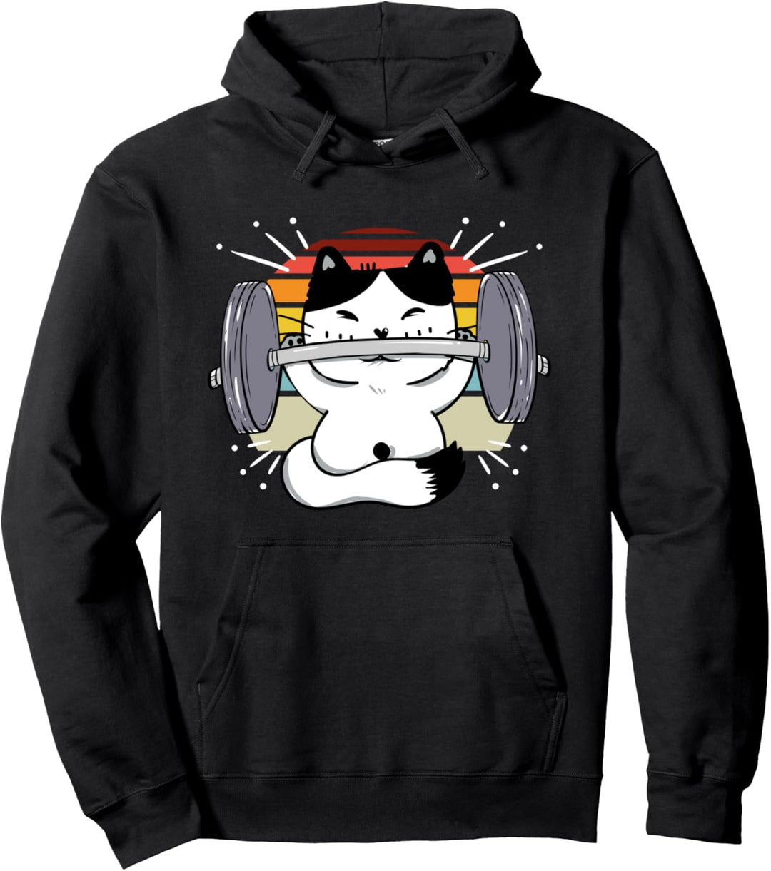 Katze Kreuzheben Powerlifting Kitty Gewichtheben Lustig Pullover Hoodie