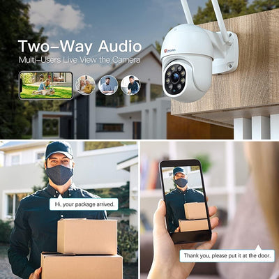 Ctronics PTZ Überwachungskamera Aussen, 1080P Kabellose IP WLAN Digitaler Zoom Outdoor Dome Kamera m