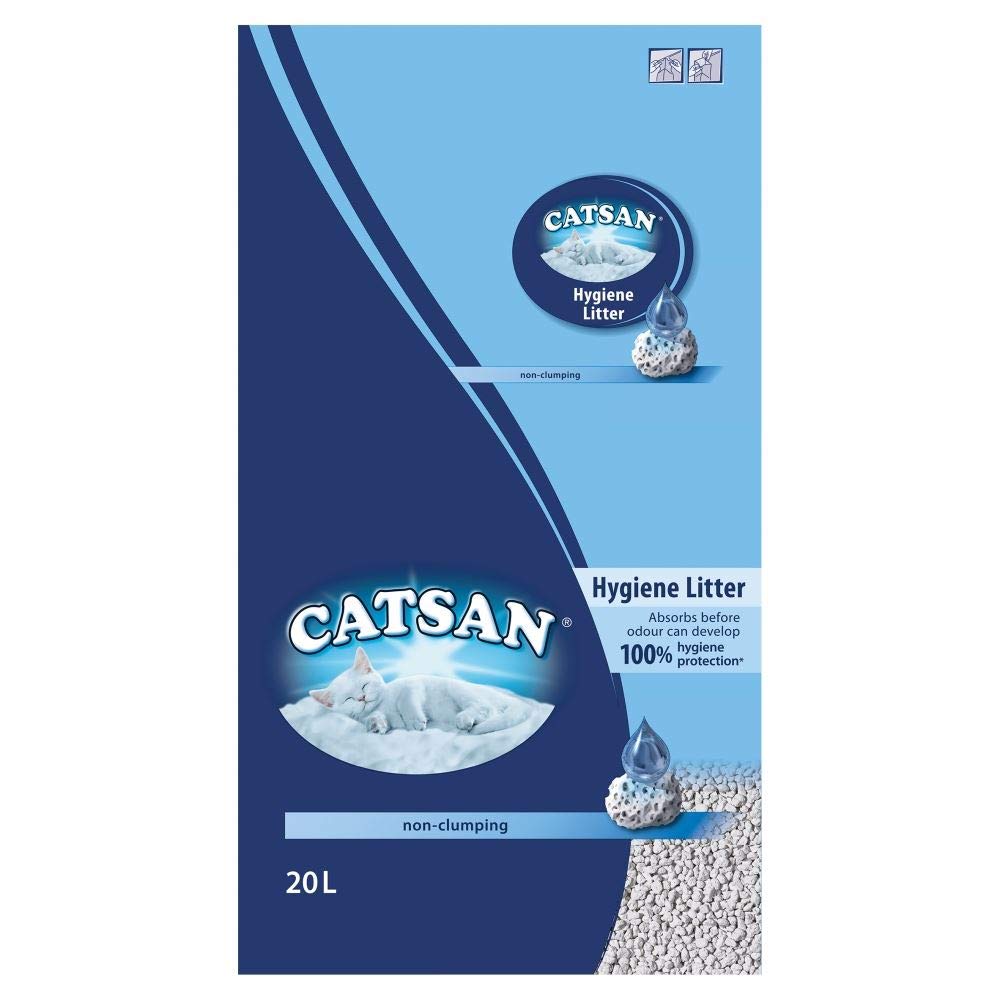 Catsan Hygiene Plus – Weisse Hygienestreu mit Extra-Mineralschutz – 1 x 20 Liter 20 l (1er Pack), 20