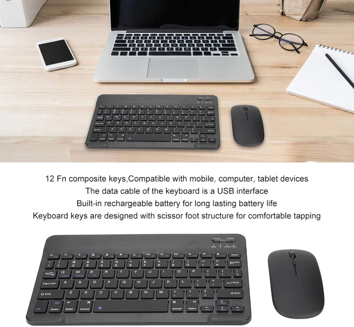 Bluetooth-Tastatur-Maus-Kombination, Ultradünnes, Leises, Kompaktes, Schlankes, Kabelloses Tastatur-
