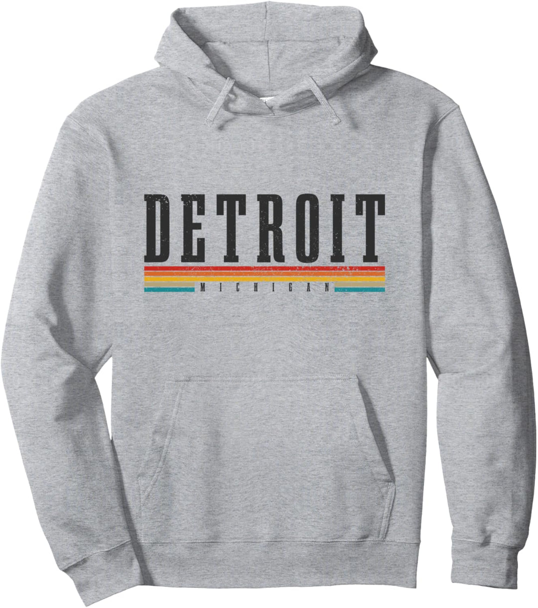 Detroit Michigan Vintage Retro Pullover Hoodie