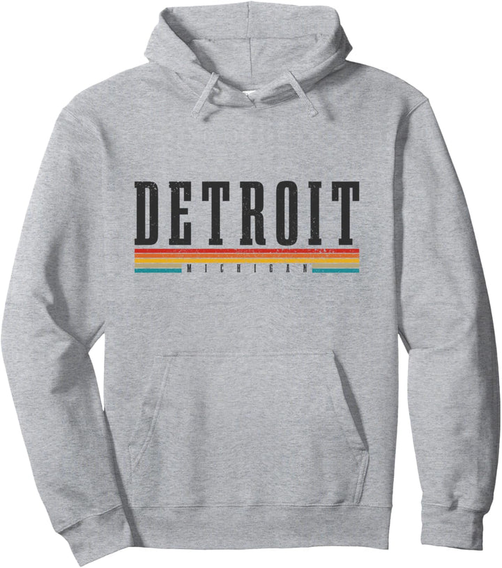 Detroit Michigan Vintage Retro Pullover Hoodie