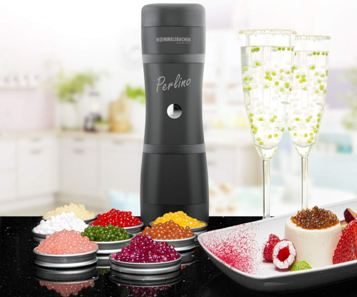 ROMMELSBACHER Food Designer FD 500 Perlino - für bis zu 500 Geleeperlen pro Minute, 2 Edelstahldüsen