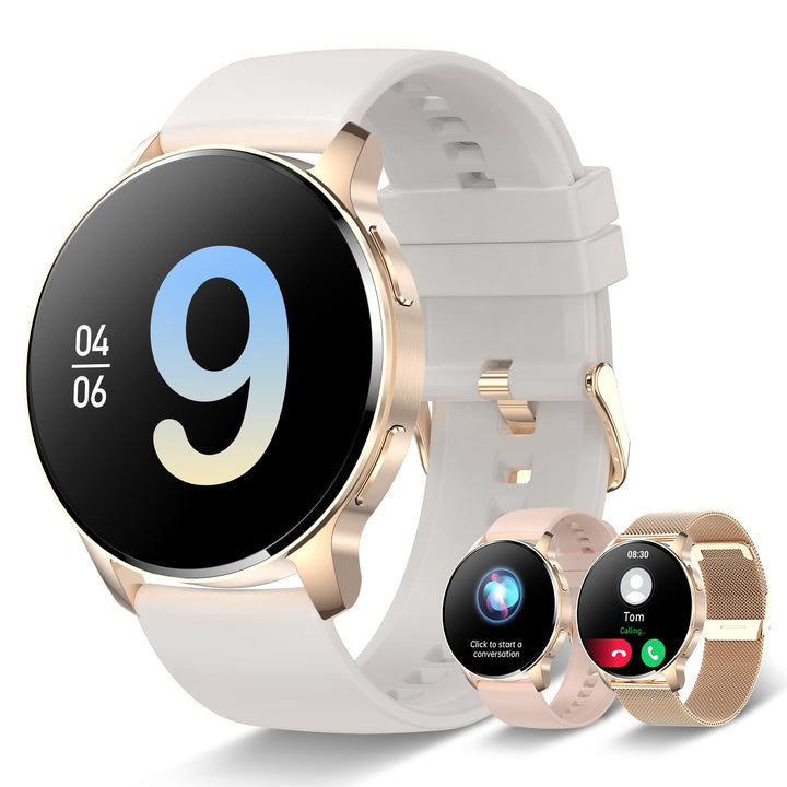 Smartwatch Damen, 1,32 Zoll Touchscreen Fitnessuhr Damen, Wasserdicht Sportuhr Schrittzähler mit Tel