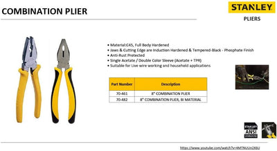 Stanley Kombizange mit 8 Zoll einfarbiger Hülse Gelb und Schwarz