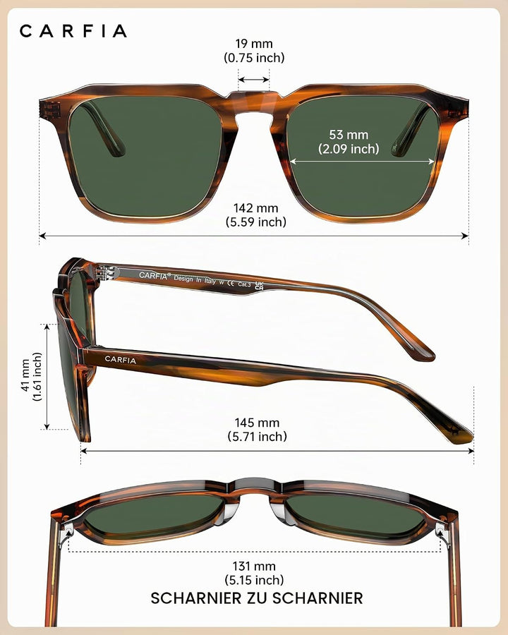 CARFIA Kleine Sonnenbrille Herren Polarisierte Fahrenbrille mit UV-Schutz für Schmale Gesichter/Juge
