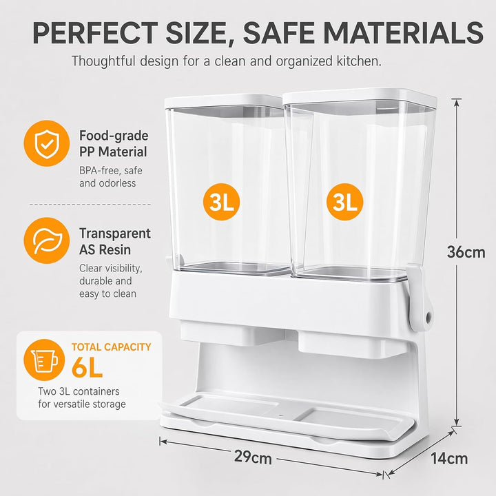 Müslispender, Cereal Dispenser Countertop 6L Grosse luftdichte Müsli-Speicherkisten, Cornflakes Spen