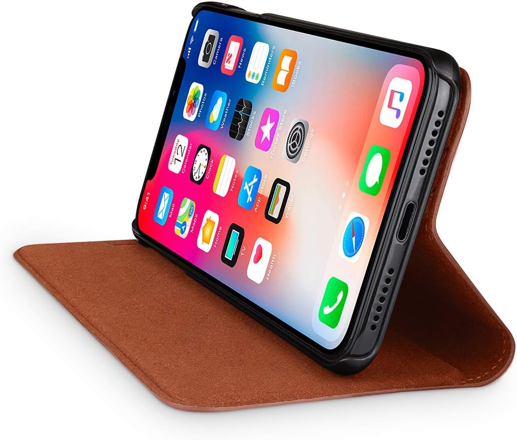 WIIUKA Echt Ledertasche - TRAVEL Italy - für Apple iPhone XS MAX - PFLANZLICH GEGERBTES Leder - Cogn