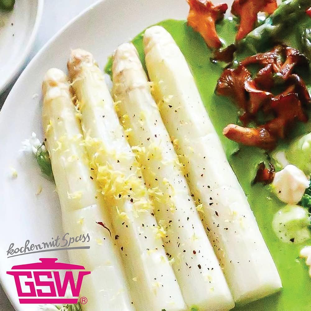 GSW Spargeltopf – hochwertiger Topf mit Einsatz-Sieb und Glasdeckel, ideal zum Kochen von Spargel, P