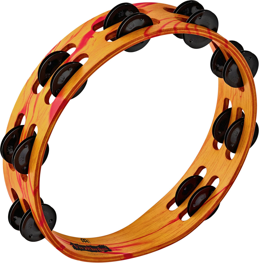 MEINL VivaRhythm Wood Tambourine - red/orange marble finish