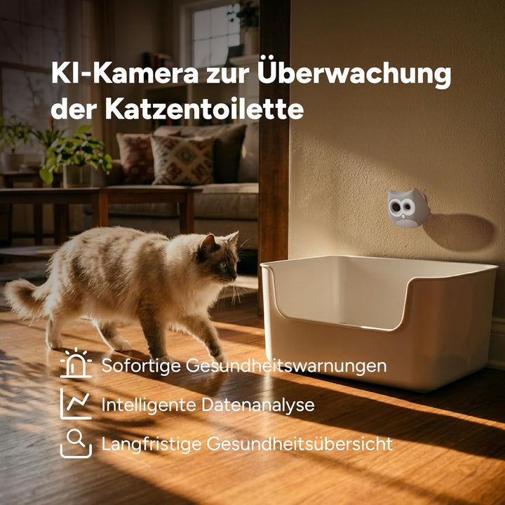LitterLens Katzenklo Kamera mit App, KI Gesundheitsüberwachung &amp; Warnungen, Urin- und KOT-Tracking,