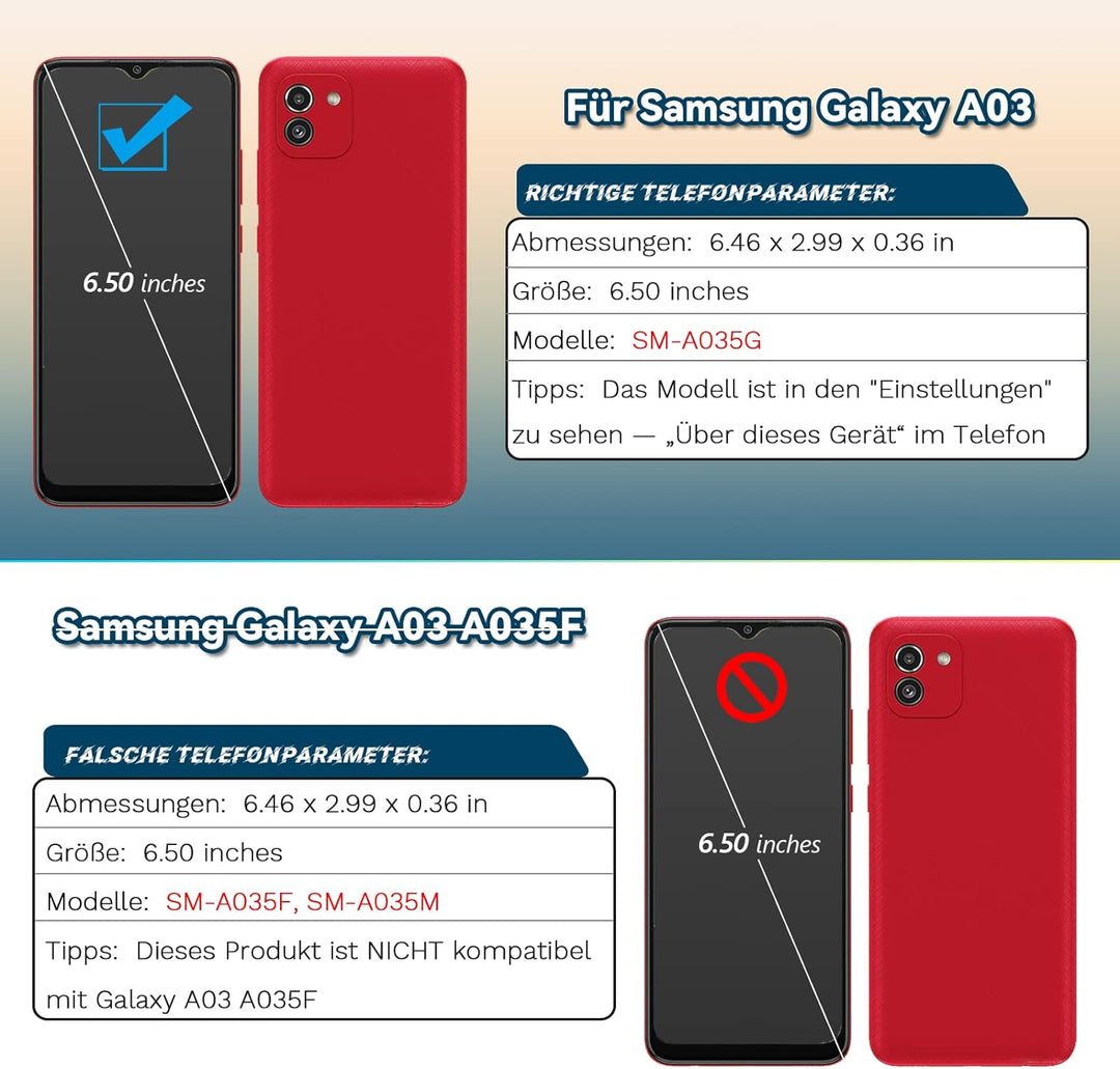 RongZy Ersatz Display Kompatibel für Samsung Galaxy A03/A035G Touchscreen Bildschirm Digitizer Glas