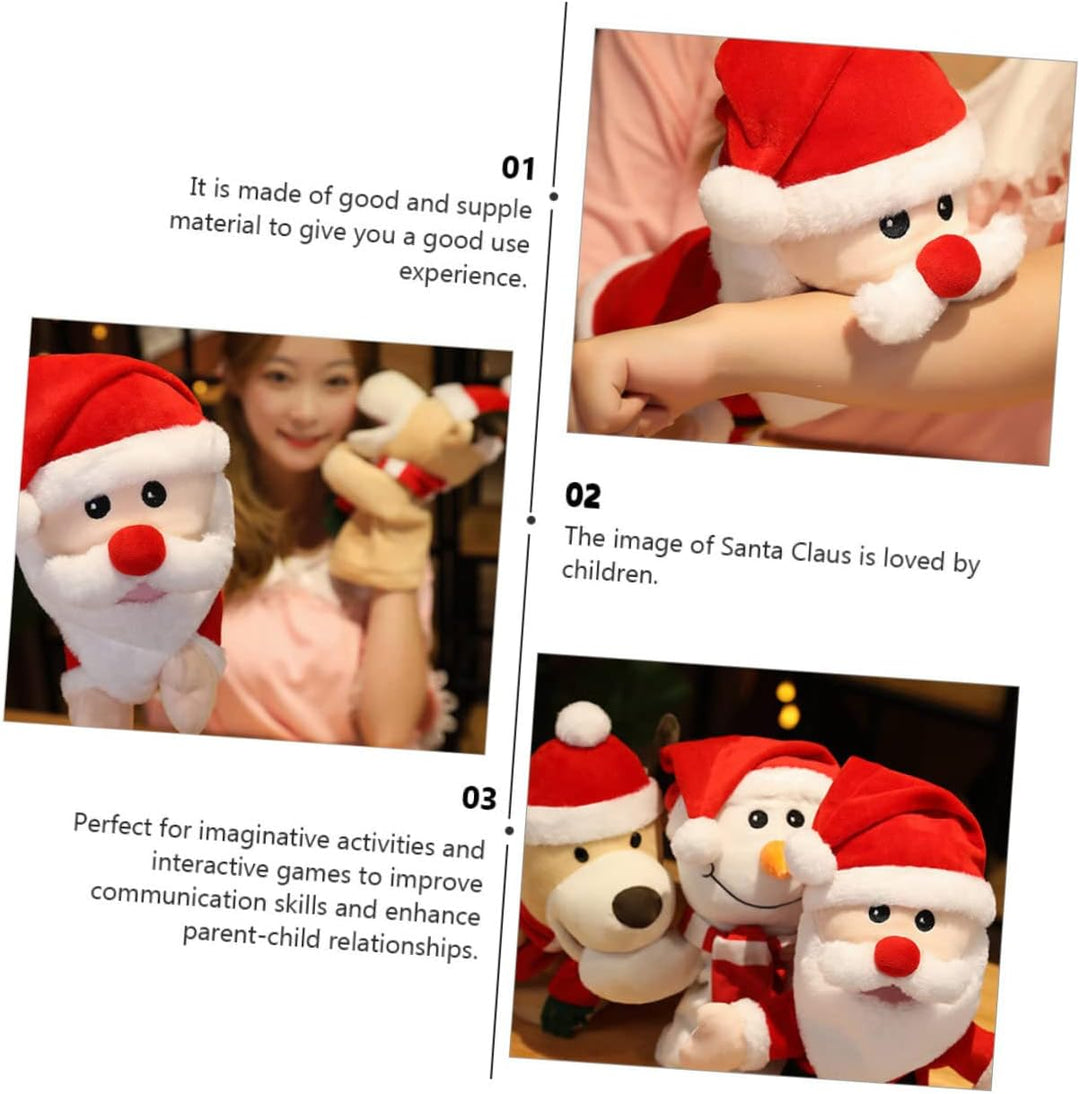 VANZACK Weicher Weihnachtsmann Handpuppe Plüschspielzeug Fingerpuppe Eltern Junge Mädchen Interaktiv