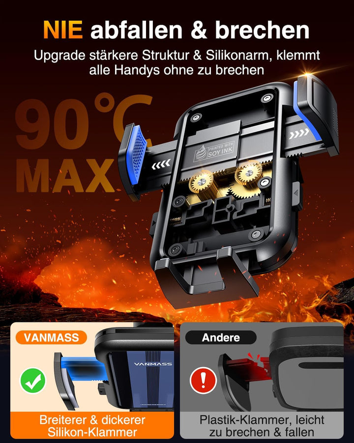[2022 Pro Version] VANMASS Handyhalterung Auto Saugnapf & Lüftung 4 in 1 [Anti-Vibration] Smartphone