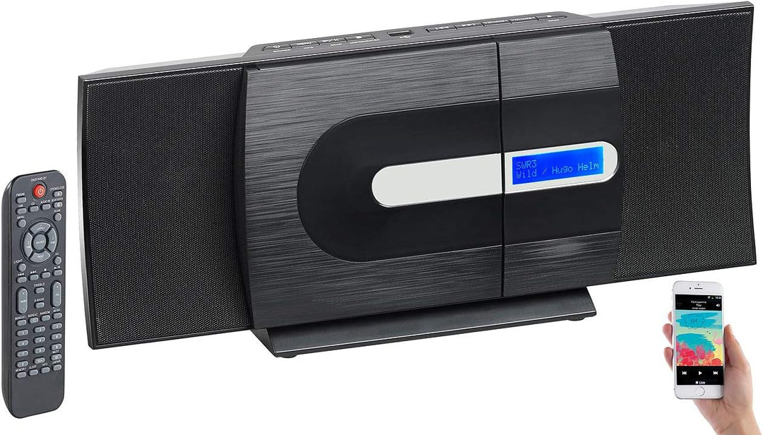 auvisio Kompaktanlage Vertikal: Vertikale Design-Stereoanlage, FM/DAB+, Bluetooth, CD, MP3, AUX, 40