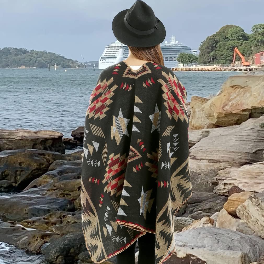 Lifetooler Poncho Damen Winter Strick Cape Cardigan Übergrosse Poncho Schal Elegant Warm Wendeumhang