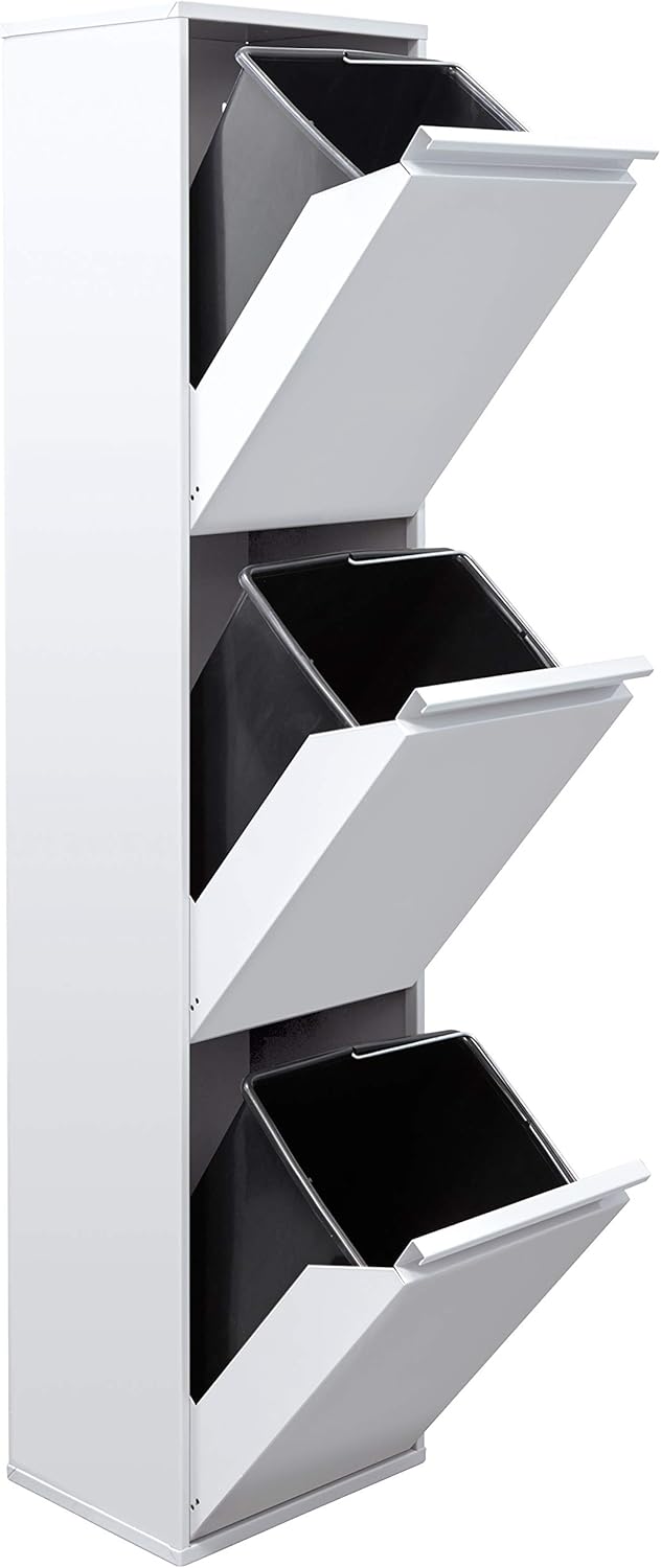 ARREGUI Basic CR301-B Mülltrennsystem aus Stahl | 3 Fächer Mülleimer für die Küche | 3 Fach Abfallei
