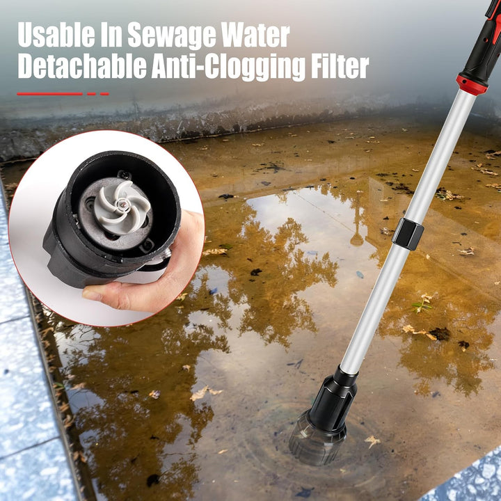 Kabellose Stabwasserpumpe, kompatibel mit Milwaukee M18, Förderleistung 3600 l/h, tragbare Wasserpum