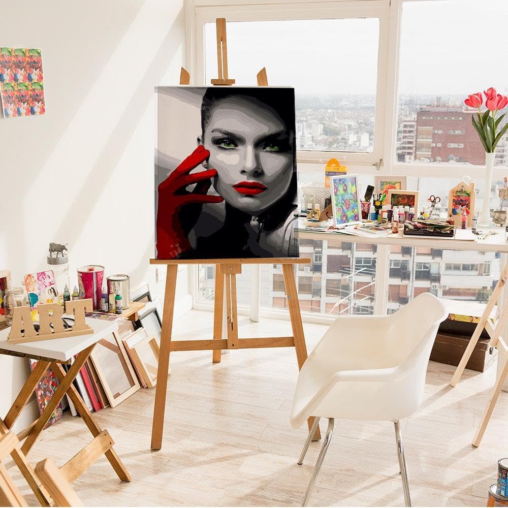 Artnapi Malen nach Zahlen Erwachsene mit Rahmen | DIY Handgemalt | Mädchen mit grünen Augen | Kit fü