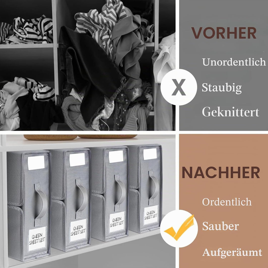 2 Stück Aufbewahrungstasche für Bettlaken, Faltbare Bettwäsche Aufbewahrung Organizer, Unterbett Auf