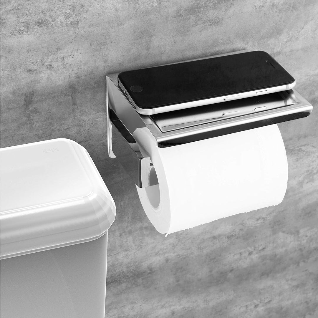HITSLAM Toilettenpapierhalter Ohne Bohren, Selbstklebend Klopapierhalter mit Ablage, Edelstahl Kloro