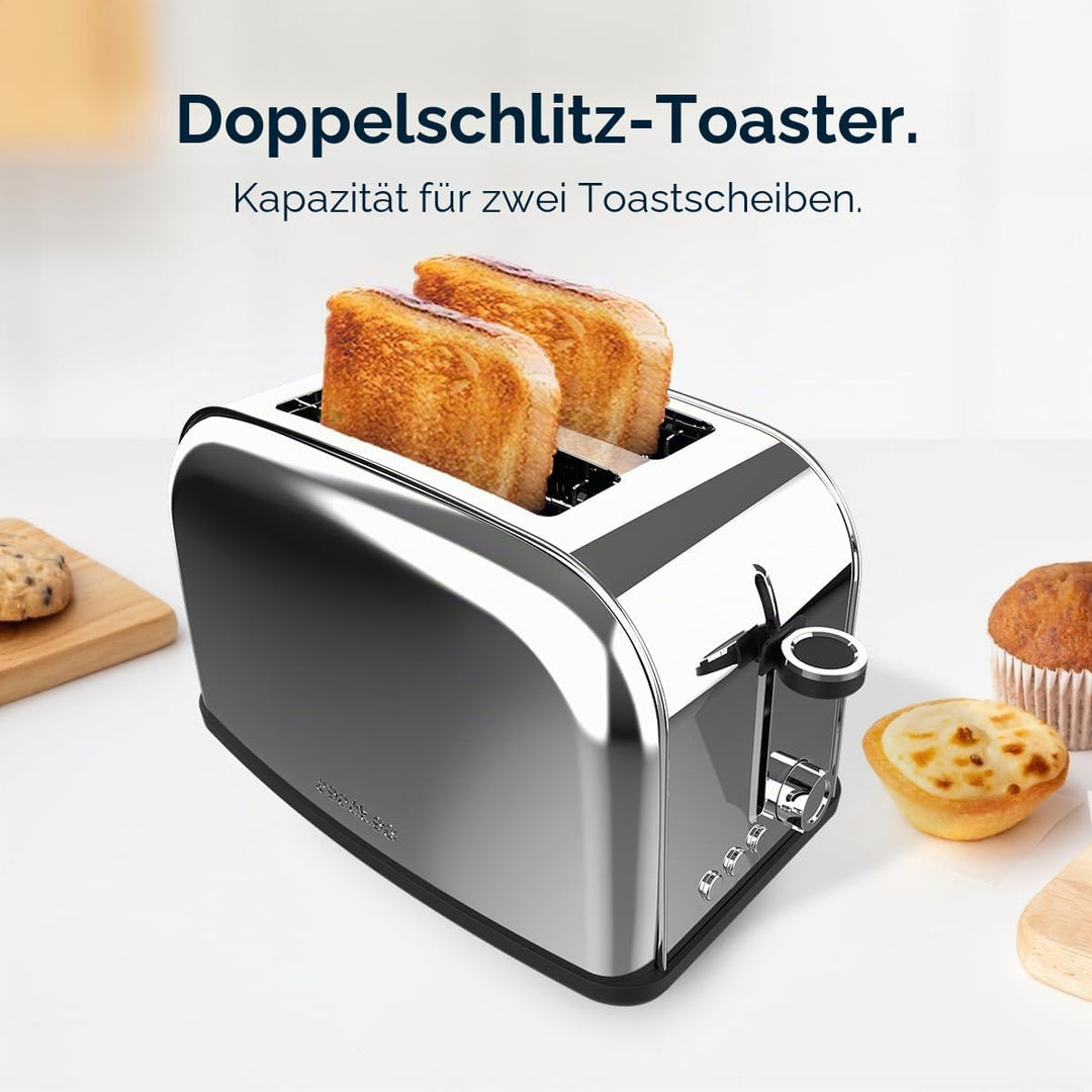 Cecotec Vertikaler Toaster Toastin' time 850 Inox Essential, 850W, Doppelter langer Schlitz und brei
