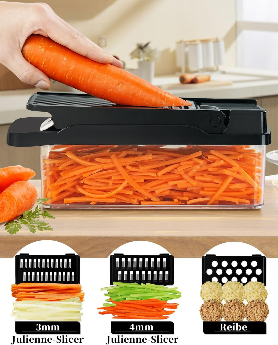 Gemüseschneider Mandoline Gemüseschneider Multischneider Julienner Zwiebelhäcksler Lebensmittelhäcks