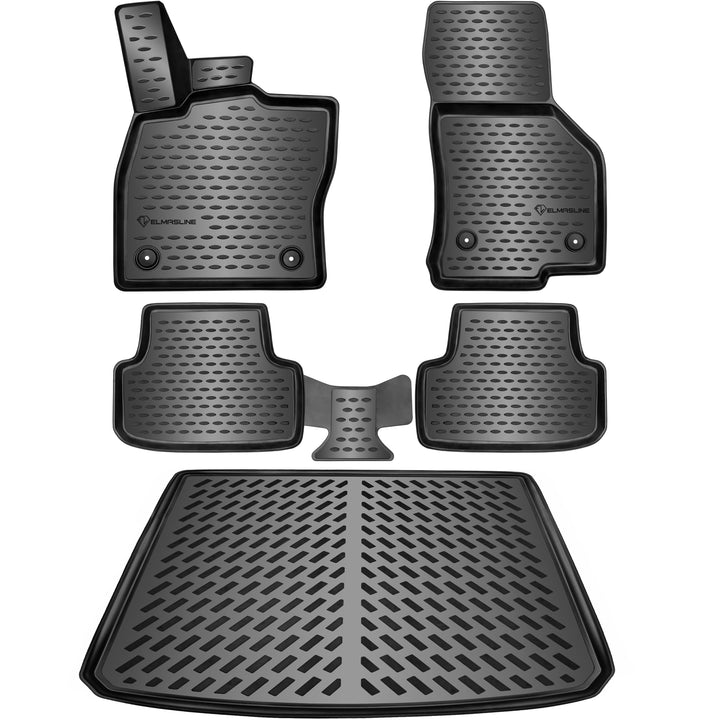 ELMASLINE 3D Gummimatten & Kofferraumwanne Set für VW Golf 7 Variant 2012-2021 | Hoher Rand
