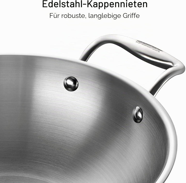 Stahl Stainless Steel Artisan Kadhai, 1-Piece, Silver (10 IN) Kadhai with Handle 26 cm, 3.3 Ltr, Kad